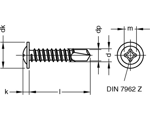 Dessin technique d''une vis selon DIN 7962 Z avec indications de dimensions