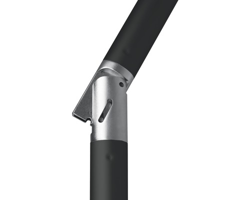 Detailansicht eines Sonnenschirmgelenks mit Kippmechanismus