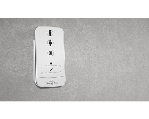 Villeroy & Boch Logo und Bedienelement für Toilette an Wand
