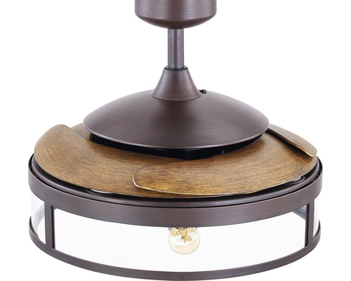 Deckenventilator mit Lampe und Holzflügeln