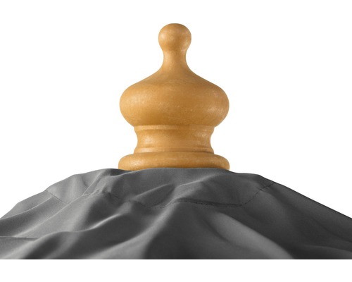 Detailansicht einer Abdeckung mit Holzaufsatz