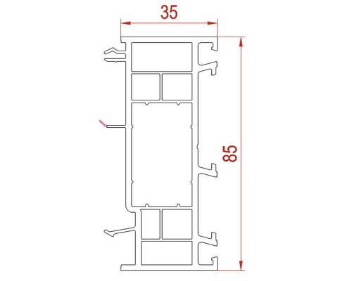 Dessin technique d''un profilé avec les dimensions 35 et 85.
