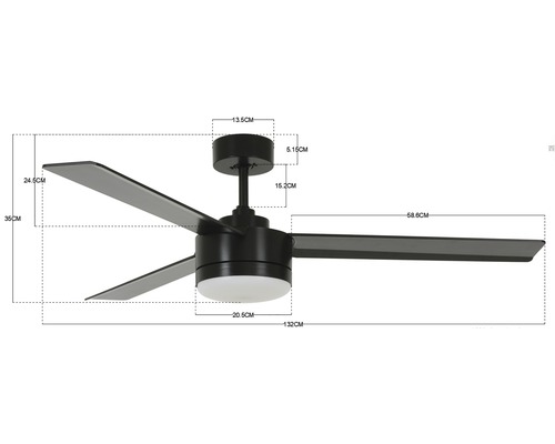 Ventilateur de plafond avec dimensions