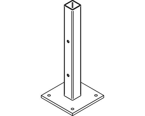 Pied de poteau en métal avec base carrée et trous de fixation