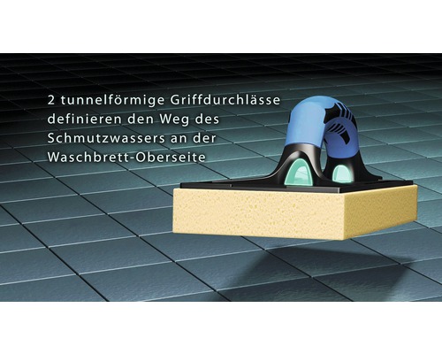 Fliesenwaschbrett mit Griffmulden zur Schmutzwasserableitung