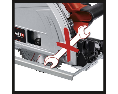 Symbole pour l''absence d''entretien des outils sur une scie circulaire.