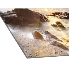 Image en verre acrylique d''un paysage côtier avec des rochers et la mer