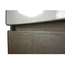 Badmöbel-Set Sanox Maxx Xl BxHxT 81 x 183 x 45,5 cm Frontfarbe eiche grau mit Waschtisch Keramik weiß