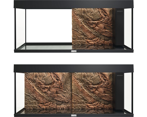 Aquarium mit Rückwand im Felsdesign