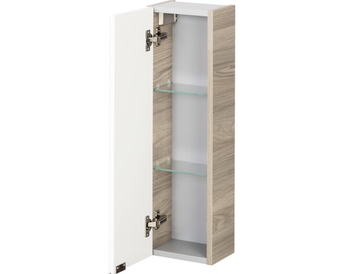 Armoire suspendue de salle de bain ouverte avec deux étagères en verre
