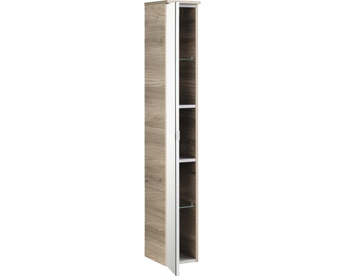 Armoire haute avec porte ouverte et étagères