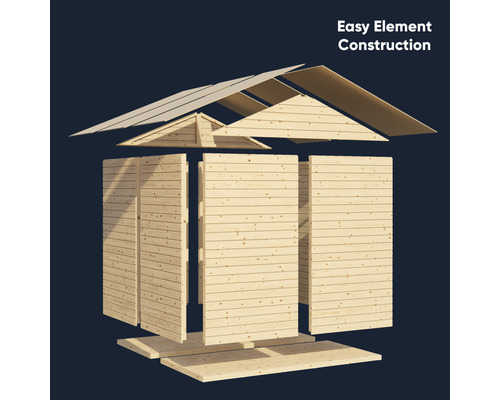 Illustration eines Gartenhauses im Elementbauweise