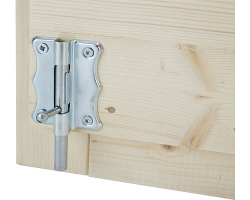 Bolzenriegel aus Metall an Holztür