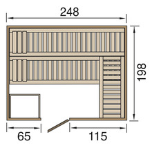 Massivholzsauna Weka Bergen Gr.3 inkl. 7,5 kW Ofen u.digitaler Steuerung mit Holztüre und Isolierglas wärmegedämmt