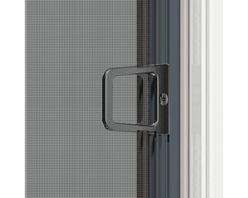 Vue détaillée d''une porte moustiquaire avec poignée