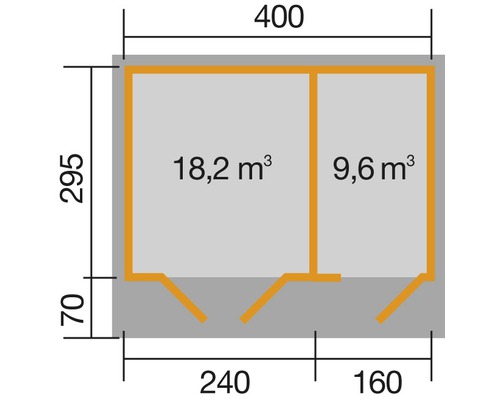 Plan d''aménagement avec les dimensions d''une cabane de jardin