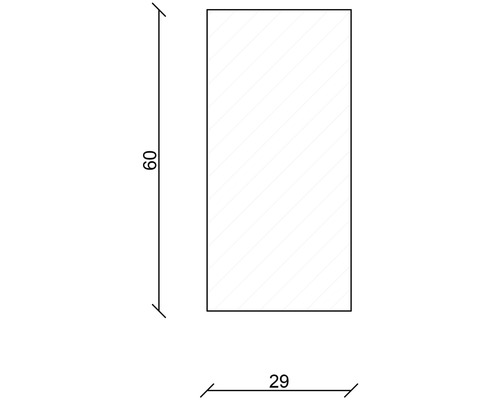 Dessin technique d''un rectangle mesurant 60 sur 29