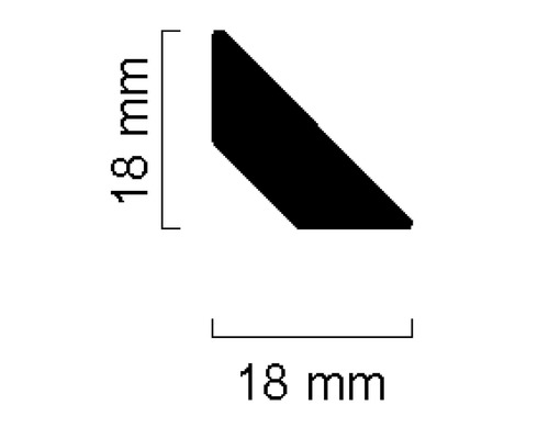 Baguette de profilé avec les dimensions 18 mm x 18 mm.