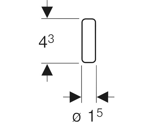Dessin technique avec dimensions 43 et diamètre 15