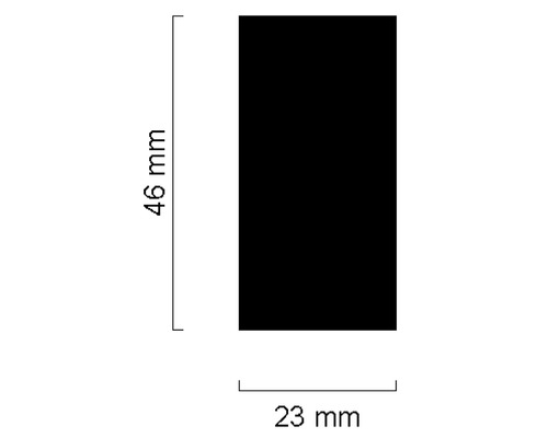 Dimensions : 46 mm de hauteur et 23 mm de largeur