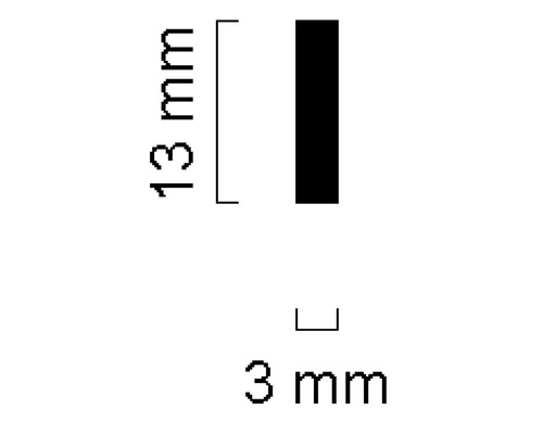 Dimensions : 13 mm de hauteur et 3 mm de largeur
