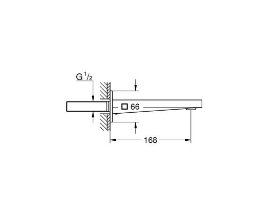 Dessin technique d''un robinet avec indications de dimensions.