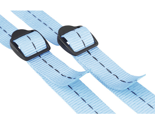 Deux sangles à bagages bleu clair avec boucles noires