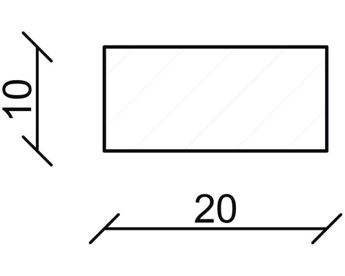Dessin technique d''un rectangle mesurant 10 sur 20