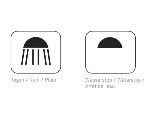 Symbole pour jet de pluie et arrêt d''eau