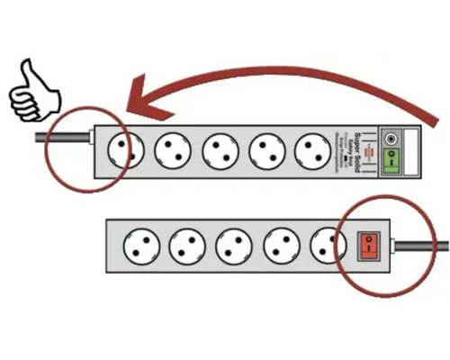Bloc multiprise avec six prises et interrupteur