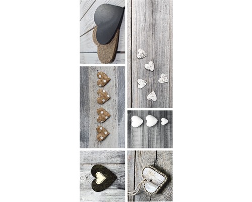 Collage de différents cœurs décoratifs sur fond en bois
