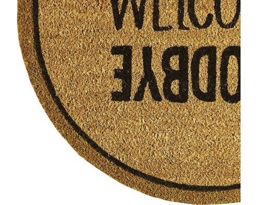 Découpe d''un paillasson avec l''inscription Bienvenue et Au revoir.