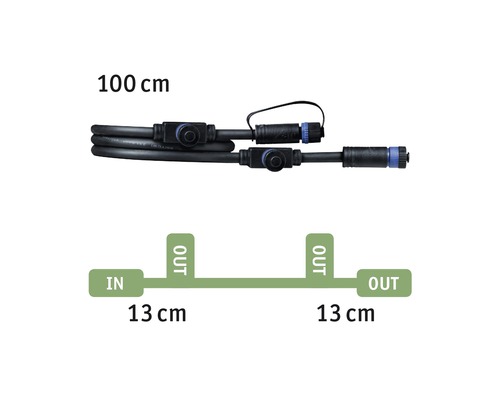 Câble de 100 centimètres avec connecteurs et schéma des entrées et sorties