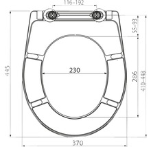 Dessin technique d''un siège de WC avec cotations