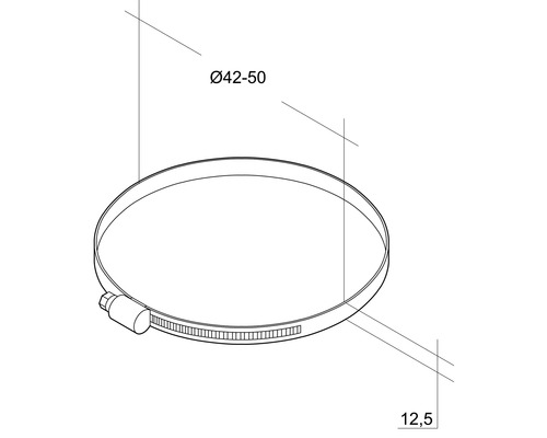 Collier de serrage avec indications de diamètre de 42 à 50 millimètres et une largeur de 12,5 millimètres.