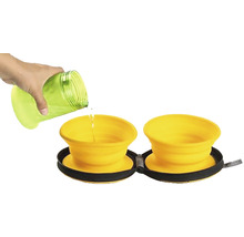 Reise Futternapf Hund Kiwi Travel Double Bowl grün 16,5 x 4,5 cm für unterwegs