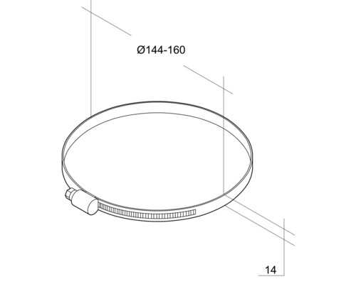 Collier de serrage d''un diamètre de 144 à 160 millimètres.