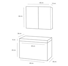 Badmöbel-Set Differnz Somero BxHxT 60 x 170 x 38 cm Frontfarbe weiß hochglanz mit Waschtisch Beton grau