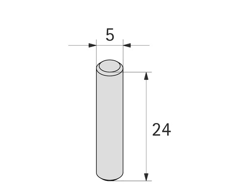 Dessin d''une broche avec des dimensions de cinq sur 24 millimètres