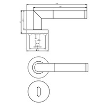Schéma technique d''une garniture de porte avec les dimensions