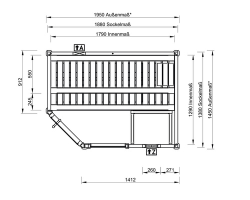 Dessin technique d''une construction de remise à outils avec indications de dimensions