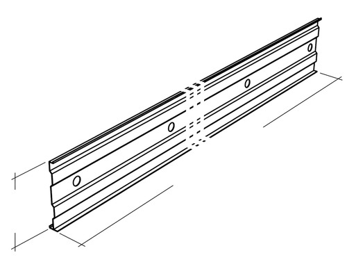 Dessin d''un rail métallique avec trous de fixation