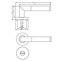 Dessin technique d''une poignée de porte avec dimensions
