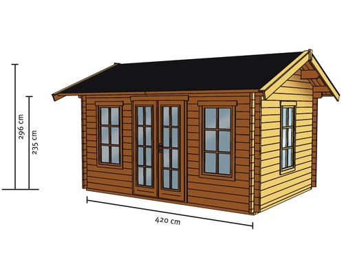 Image d''un cabanon de jardin en bois mesurant 420 sur 296 centimètres
