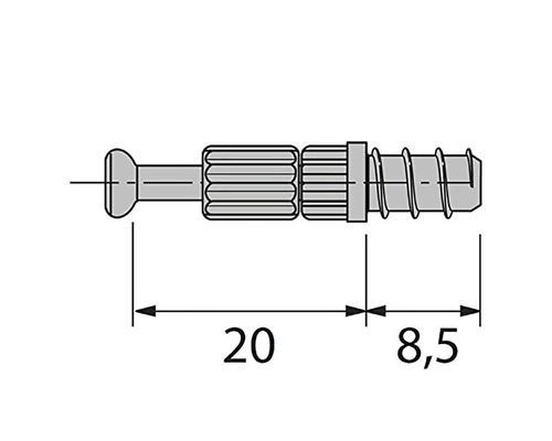 Dessin technique d''une ferrure d''assemblage avec les dimensions 20 et 8,5