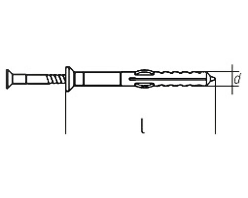 Illustration d''une cheville avec vis et indications de longueur