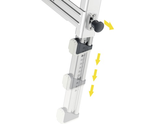 Vue détaillée d''une échelle en aluminium avec réglage de la hauteur