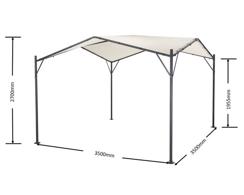 Freistehender Pavillon mit Abmessungen von 3500 mm Länge, 3500 mm Breite und 2700 mm Höhe