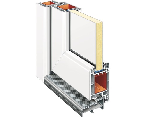 Coupe d''une porte avec cadre et seuil