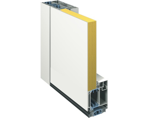 Coupe transversale d''une porte avec isolation thermique